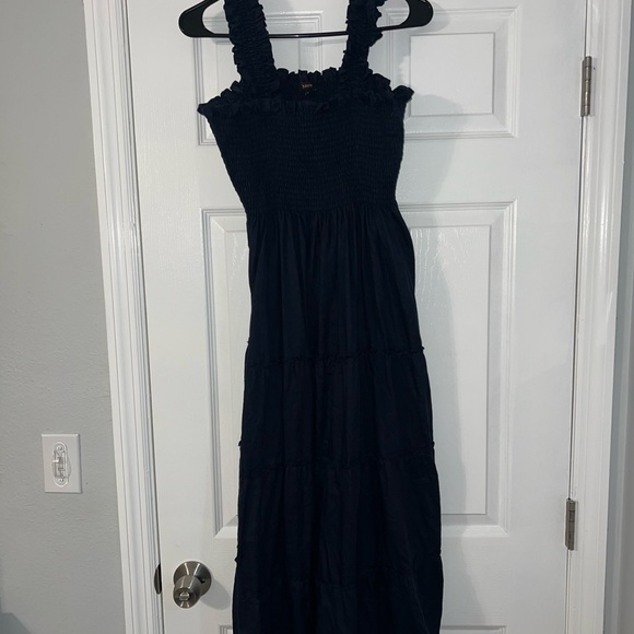 100% European Linen Smocked Midi Dress - Picture 3 of 7